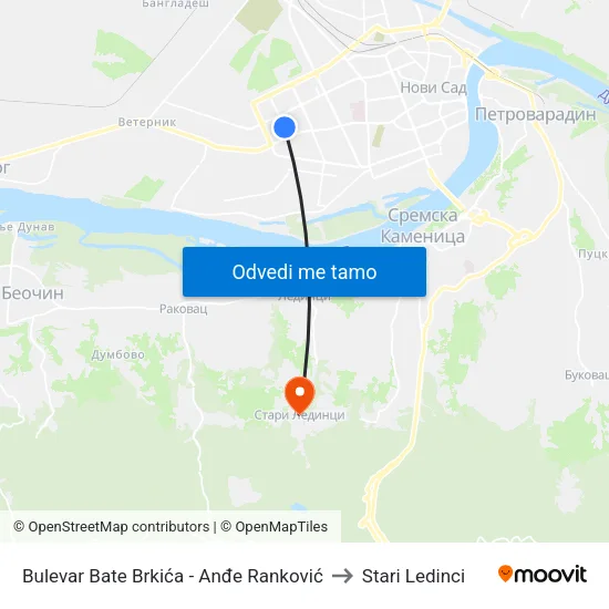 Bulevar Bate Brkića - Anđe Ranković to Stari Ledinci map