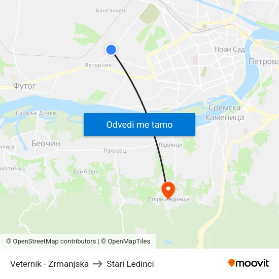 Veternik - Zrmanjska to Stari Ledinci map