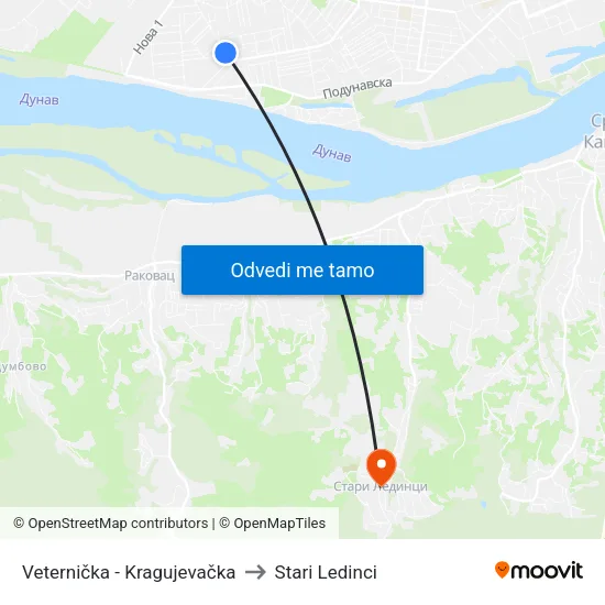 Veternička - Kragujevačka to Stari Ledinci map