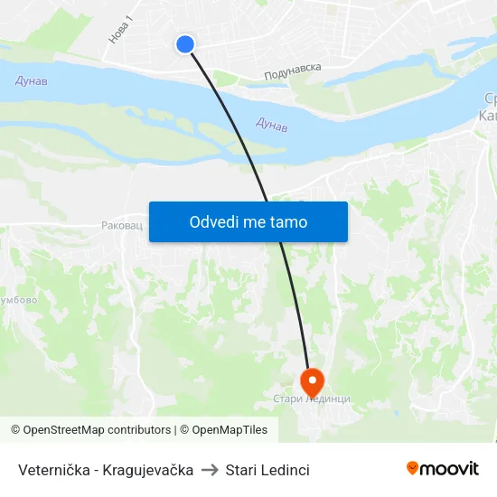 Veternička - Kragujevačka to Stari Ledinci map