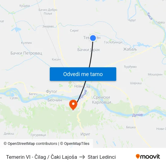 Temerin VI - Čilag / Čaki Lajoša to Stari Ledinci map
