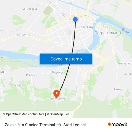 Železnička Stanica Terminal to Stari Ledinci map