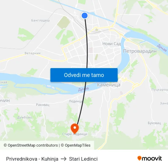 Privrednikova - Kuhinja to Stari Ledinci map