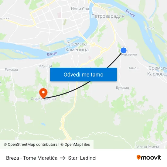Breza - Tome Maretića to Stari Ledinci map