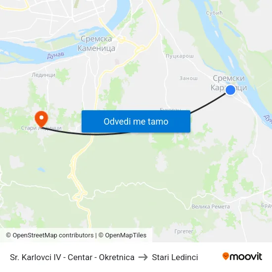 Sr. Karlovci IV - Centar - Okretnica to Stari Ledinci map