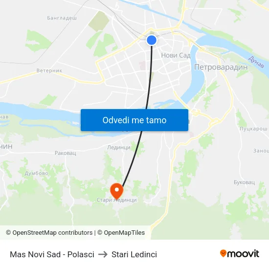 Mas Novi Sad - Polasci to Stari Ledinci map