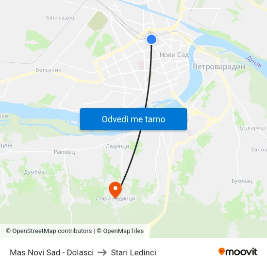 Mas Novi Sad - Dolasci to Stari Ledinci map