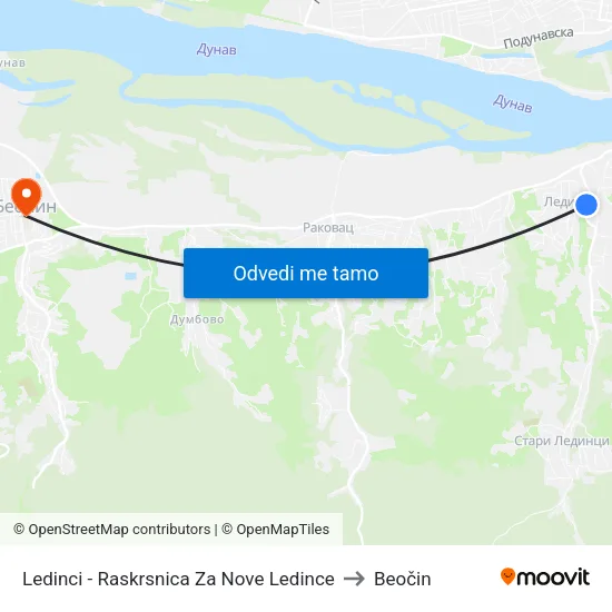 Ledinci - Raskrsnica Za Nove Ledince to Beočin map