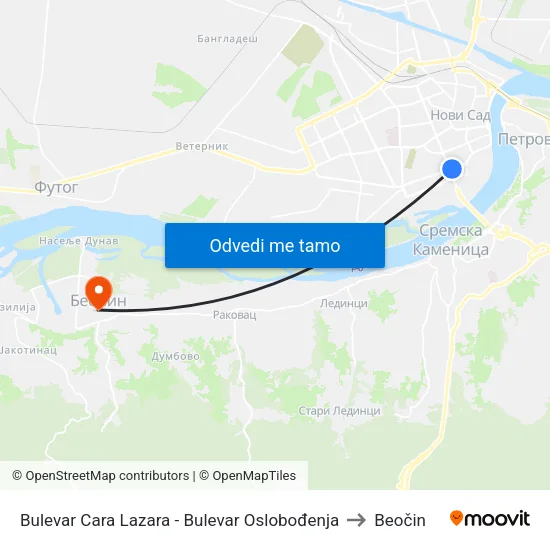 Bulevar Cara Lazara - Bulevar Oslobođenja to Beočin map