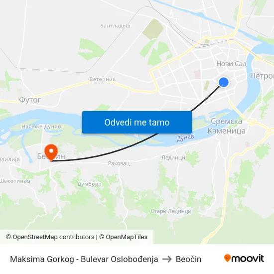 Maksima Gorkog - Bulevar Oslobođenja to Beočin map