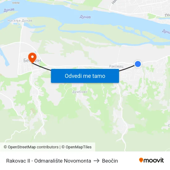 Rakovac II - Odmaralište Novomonta to Beočin map