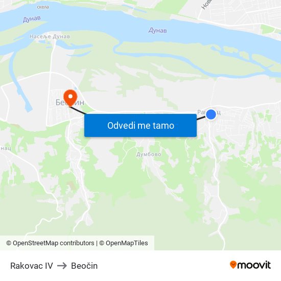 Rakovac IV to Beočin map