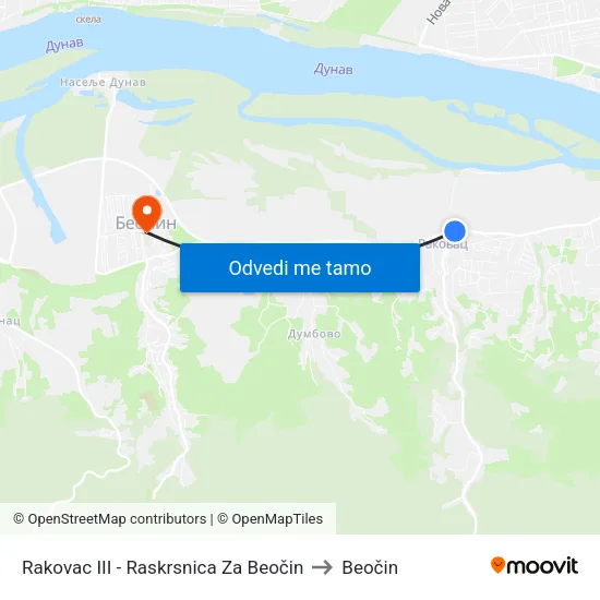 Rakovac III - Raskrsnica Za Beočin to Beočin map