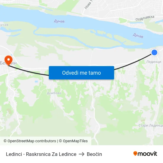Ledinci - Raskrsnica Za Ledince to Beočin map
