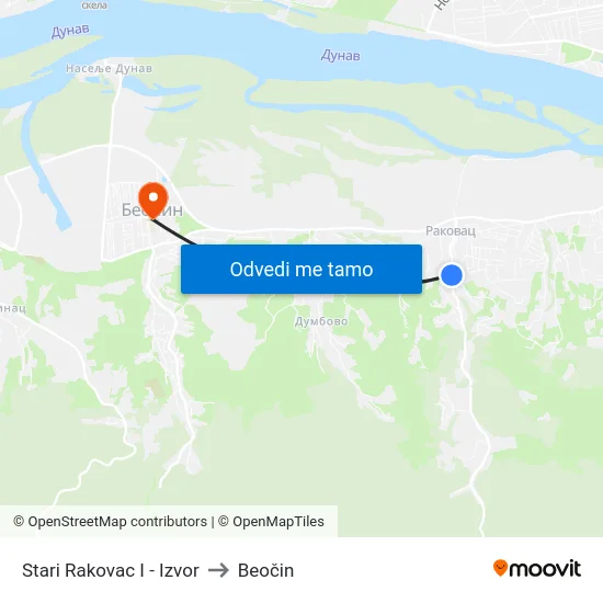 Stari Rakovac I - Izvor to Beočin map