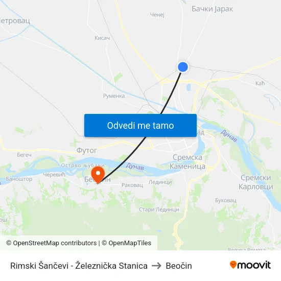 Rimski Šančevi - Železnička Stanica to Beočin map