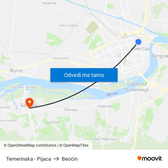 Temerinska - Pijaca to Beočin map