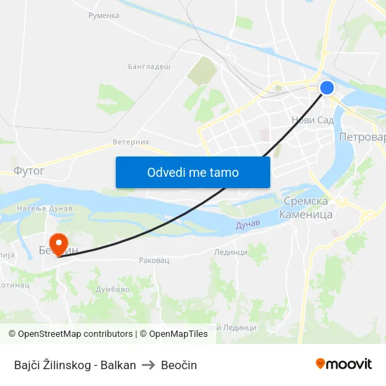 Bajči Žilinskog - Balkan to Beočin map