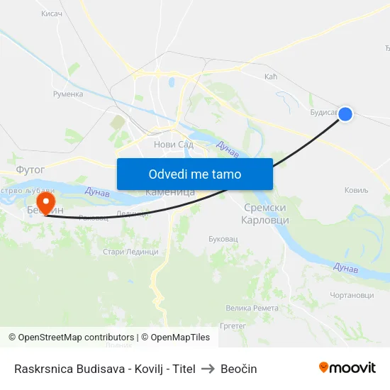 Raskrsnica Budisava - Kovilj - Titel to Beočin map