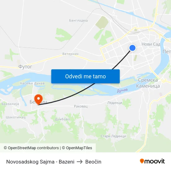 Novosadskog Sajma - Bazeni to Beočin map