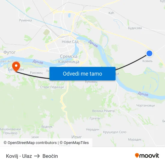 Kovilj - Ulaz to Beočin map