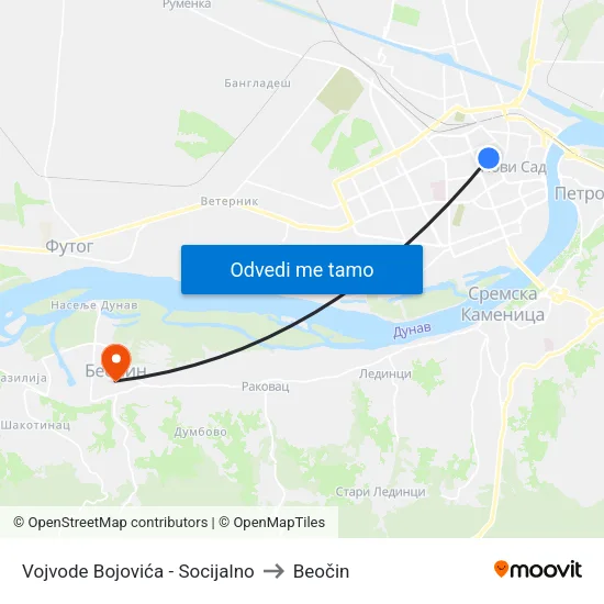 Vojvode Bojovića - Socijalno to Beočin map