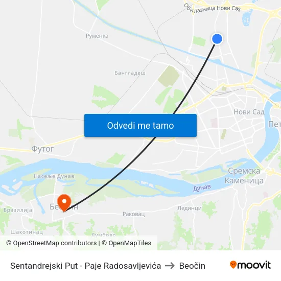 Sentandrejski Put - Paje Radosavljevića to Beočin map