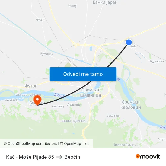Kać - Moše Pijade 85 to Beočin map