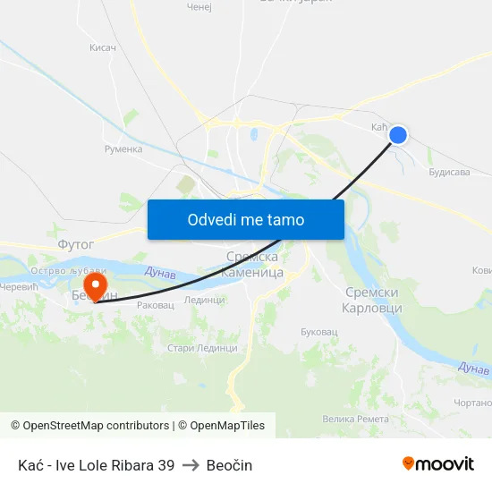 Kać - Ive Lole Ribara 39 to Beočin map