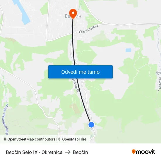 Beočin Selo IX - Okretnica to Beočin map