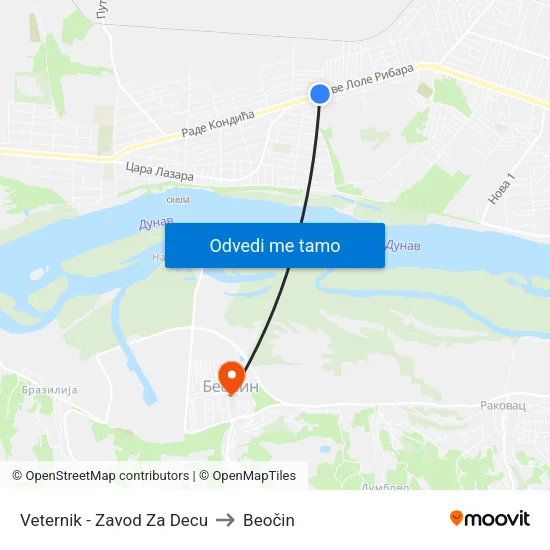 Veternik - Zavod Za Decu to Beočin map