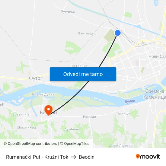 Rumenački Put - Kružni Tok to Beočin map