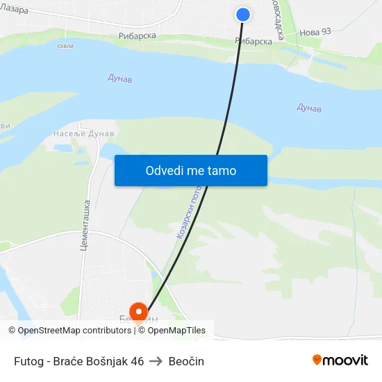 Futog - Braće Bošnjak 46 to Beočin map