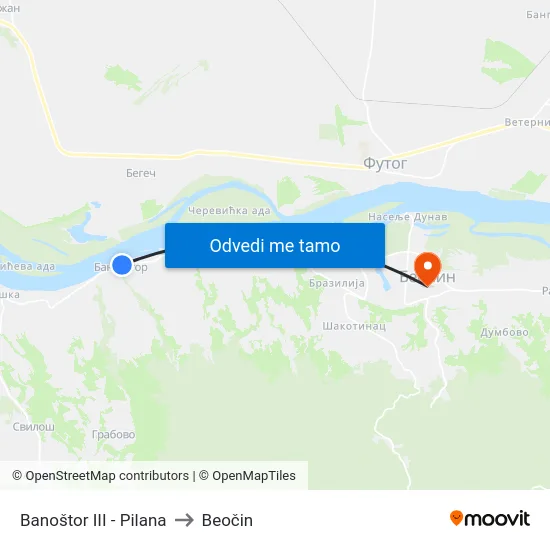 Banoštor III - Pilana to Beočin map