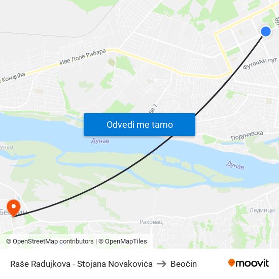 Raše Radujkova - Stojana Novakovića to Beočin map