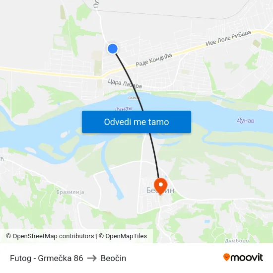 Futog - Grmečka 86 to Beočin map