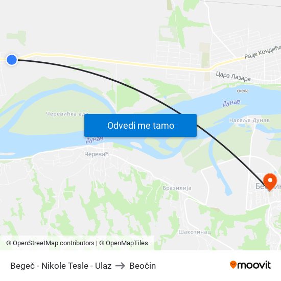 Begeč - Nikole Tesle - Ulaz to Beočin map