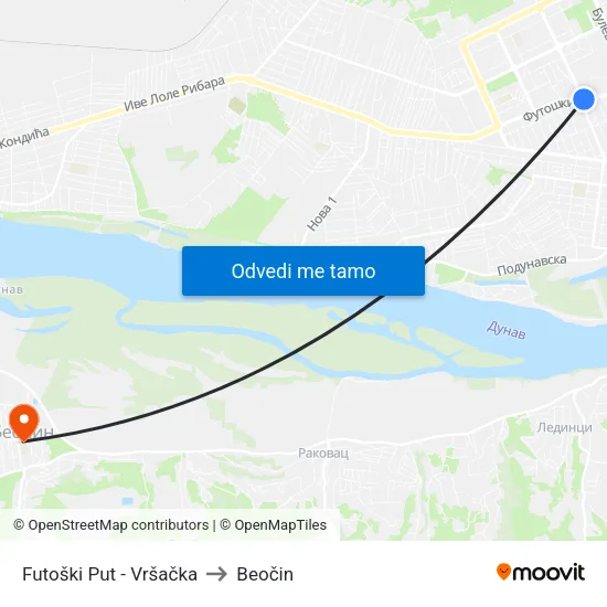 Futoški Put - Vršačka to Beočin map