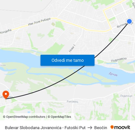 Bulevar Slobodana Jovanovića - Futoški Put to Beočin map