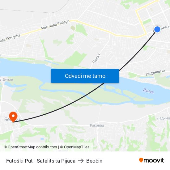 Futoški Put - Satelitska Pijaca to Beočin map