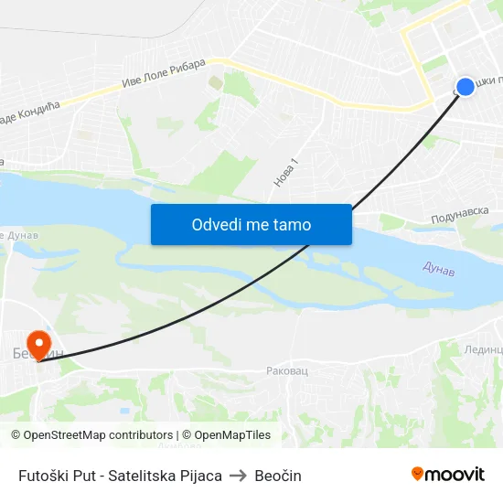 Futoški Put - Satelitska Pijaca to Beočin map