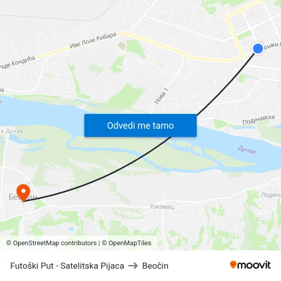 Futoški Put - Satelitska Pijaca to Beočin map