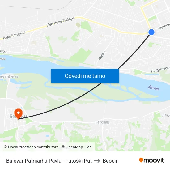 Bulevar Patrijarha Pavla - Futoški Put to Beočin map