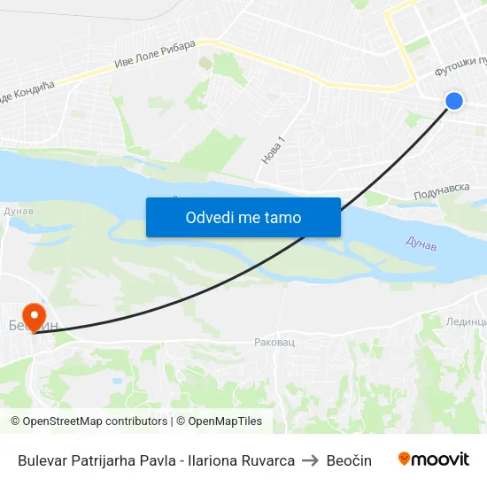 Bulevar Patrijarha Pavla - Ilariona Ruvarca to Beočin map