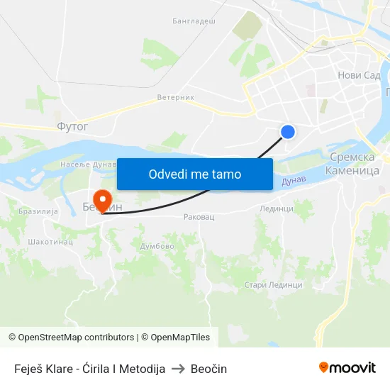 Feješ Klare - Ćirila I Metodija to Beočin map