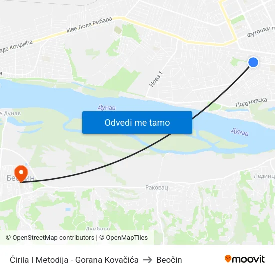 Ćirila I Metodija - Gorana Kovačića to Beočin map