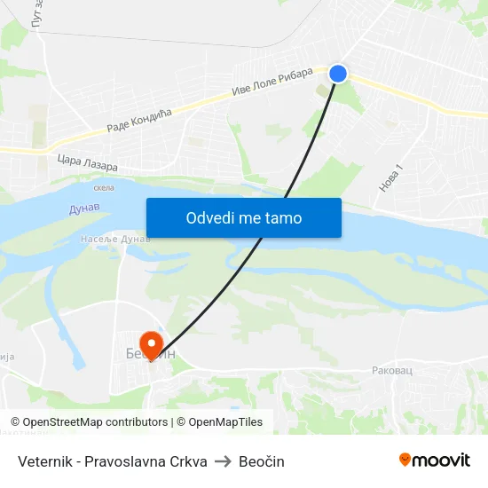 Veternik - Pravoslavna Crkva to Beočin map
