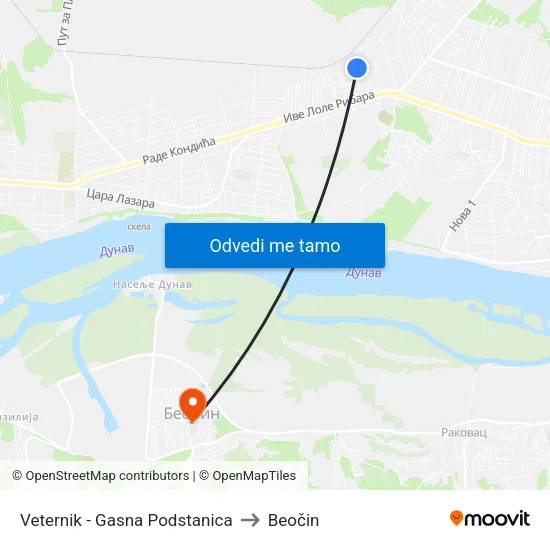Veternik - Gasna Podstanica to Beočin map