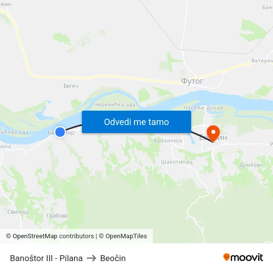 Banoštor III - Pilana to Beočin map
