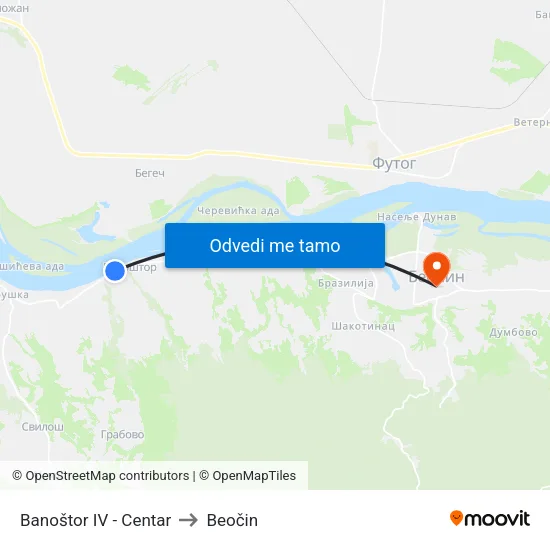 Banoštor IV - Centar to Beočin map